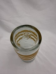 Four Hand Blown Art Drinking Glasses Yellow Swirls Pontil On Bottom Beautiful