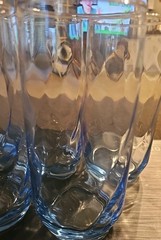 Vintage Set Of 5 Libbey Light Blue Glasses-Optic Tumblers 16oz