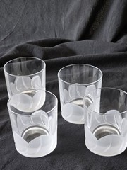4 Cristal D’Arques J G Durand FLORENCE Frosted Old Fashioned Glasses France