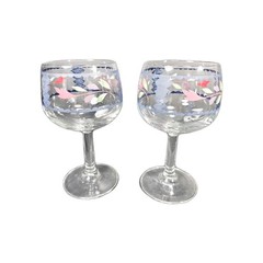 VTG Adams China Lancaster Glassware Red Tulip Wine Goblets Set Of 2 England