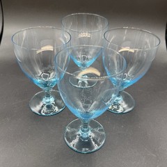 4 Vintage Bryce Glass Mode Cerulean Blue Mid-century Water Wine Ice Tea Glasses