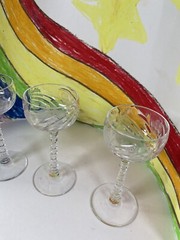 3 Libbey Rock Sharpe Alpine 4 3/8” Cordial cut glass stemware rare
