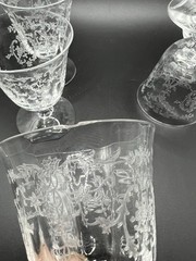 Set of 5 Fostoria Navarre Etched Crystal Cordial Footed Thumbler Unmarked