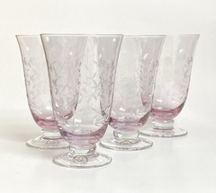 4 ct LENOX Heather Pink Footed Tumblers Glasses Hiball Etched Box 15 oz 6”