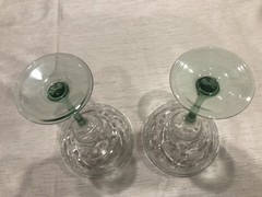 SET OF 4 CRISTAL D’ARQUES SOMBRERO MARGARITA GLASSES W/GREEN STEM ~ FRANCE