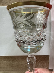 Eberling & Reuss Marchioness Emerald Green w/ Gold Trim Wine Goblet 6 1/4″