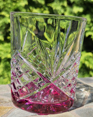 2 RARE Amber & Violet Base Godinger Dublin Double Old Fashioned Glasses. FREESHP