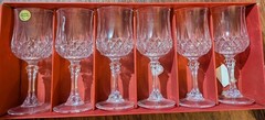 Vintage Cristal d’Arques Longchamp Lead Crystal Wine Water Goblets Set of 6…