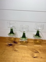Set 3 Cristal d’Arques Durand Green Beehive Roemer Wine Glass / Goblet MCM