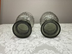 ANTHROPOLOGIE HELIANTHUS Black Grey Water GOBLET Glass (2) Retired Rare Color