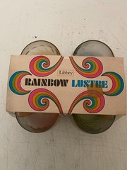 Vintage Libbey Rainbow Lustre Rocks Glasses Set of 4 11 oz Original Box