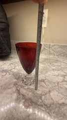 Vintage Anchor Hocking Berwick Boopie Ruby Red Wine Juice Goblet Glass Bubble Fo
