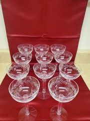 Vintage MCM Fosteria Holly Clear Etched Crystal Champagne/Tall Glasses -11