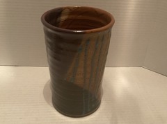 Hand Thrown Studio Pottery Drip Glazed Wine Cooler Multicolored Artisan Signed