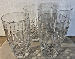 Heavy Crystal 5.75” Tall Highball Water Glasses Diamond & Vertical Cuts Set of 4