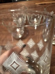 MCM Rock Glasses Gold and White Diamond with Atomic Design 8oz Set of 6
