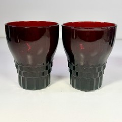 Vintage Anchor Hocking Royal Ruby Red Windsor 10 oz Flat Glass Tumblers Set of 4