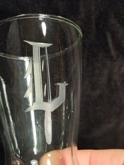 Etched Monogramed Letter L Drinking Glasses Pair