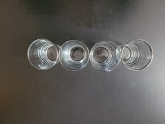 Lot of 4 Vintage MacBeth-Evans MBE4 4oz. Glass 3.5″ with Platinum/Silver Rim