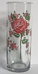 Vtg Anchor Hocking Red Rose Collins Drinking Glass 12 Oz Clear Red Green 6.25″