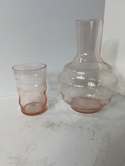 Vintage Tumble Up Beside Carafe With Glass. Pink