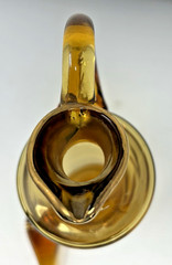 Bohemian Amber Crystal Cordial Set Czechoslovakia MCM 1960’s 22k Gold Trim