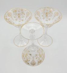 Vintage Champagne/Martini/Tall Sherbet Gold Encrusted Rose Point by Cambridge