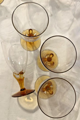 4 Seneca 310 Amber Blown 6.75 Iced Tea Glasses Morgantown W Virginia Have Extras