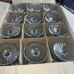 Set Of 12 Star Burst Design & Ribbed Stem Cut 12 oz Wine/Water Goblet Glasses