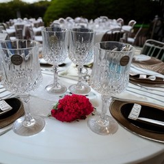 4 Cristal D’Arques Longchamp Water Goblets Set Crystal Clear Cut Etch France Lot