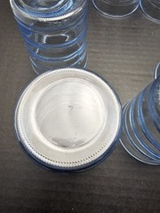 Vintage Clear Blue Ribbed Design Glasses set of 12, 6 @ 6-1/8” & 6 @ 3-1/2″