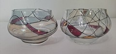 2 Luminescence Romania 2.5 in tall Stained Glass Lead Free mouth blown holder