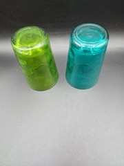 VTG MCM Hazel Atlas Set of 6 Thumbprint Coindot Glass Juice Cup Tumblers READ
