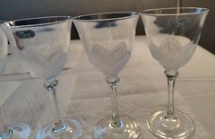 NIB 6 Cristal DArques JGDurand Florence Satine Crystal Wine/Water 7.5″X3.5″ 971G