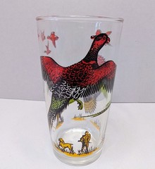 2 Vintage 10 Oz  Tumbler Highball Glass Hazel Atlas Pheasant Game Bird Hunting