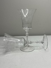 Cambridge Crystal Rose Point Clear Steam 3500 Etched Water Goblet set of 2
