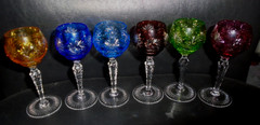 SET OF 6 VINTAGE NACHTMANN BLEIKRISTALL CUT TO CLEAR WINE/CORDIAL GLASSES