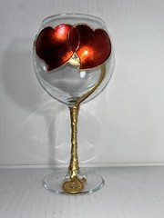 Uno Alla Volta Amedeo Hand-Gilded Valentine Hearts Wine Glass Goblet Verona Ital