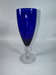 3 Morgantown #7643 GOLFBALL Parfait Glasses in RITZ BLUE (COBALT)