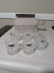 6 Katharinen-Hülle 24% Lead Crystal 3.5″ Tall Rocks, Whiskey Glasses!