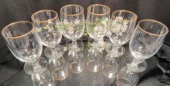 6 Vintage Fostoria CLASSIC GOLD Rim Crystal Water /Iced Tea/Beverage Glasses Set