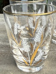 Vintage Libbey Gold Wheat Leaf Spray Glasses – Set of 4 MCM Gold-Rim Tumblers