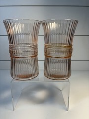 Set of 2 Anchor Hocking “Queen Mary” pink Depression Glass Tumblers