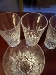 Set (4) Juice Tumblers 3-3/4″ Glasses Irish Signed Galway Crystal «Clifden Cut»