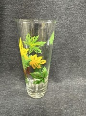 Vintage Autumn Maple Leaf Tall Tumbler 6 7/8” Glass MCM Salem China