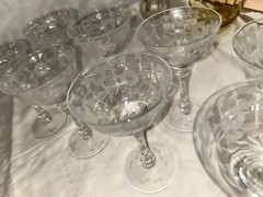 Vintage Crystal Champagne Glasses Libbey Halifax Etched Set Of 4 Clear