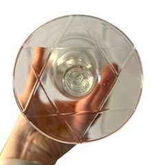2 Vtg Rock Sharpe Clear Glass Arctic Rose Cut Water Goblet MCM Barware Art Deco