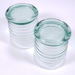 LIBBEY Sirrus Spanish Green Ribbed Double Old Fashioned & Tumbler GLASS SET