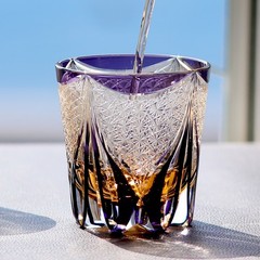 11oz Purple Hand Cut New Crystal Whiskey Glass Tumbler Edo Kiriko Drinkware