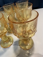 Set Of 6 Cornsilk Yellow Tiffin Franciscan Cabaret Wine Goblets 6″ Tall Heavy